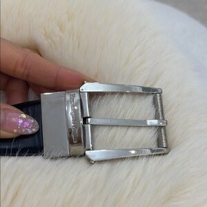 Ermenegildo Zegna Black Belt with Silver Buckle